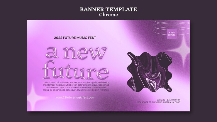 PSD Gratis template desain spanduk musik chrome