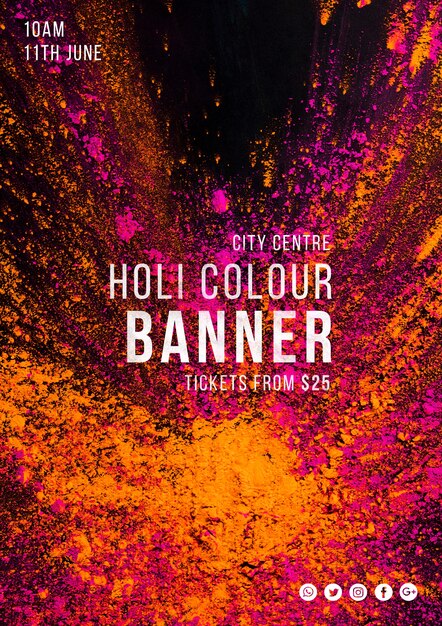Template di banner web per il festival di Holi