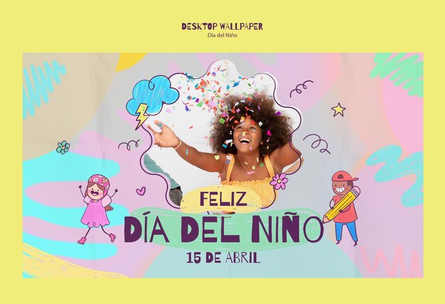 Template di carta da parati per la celebrazione del Dia del Nino