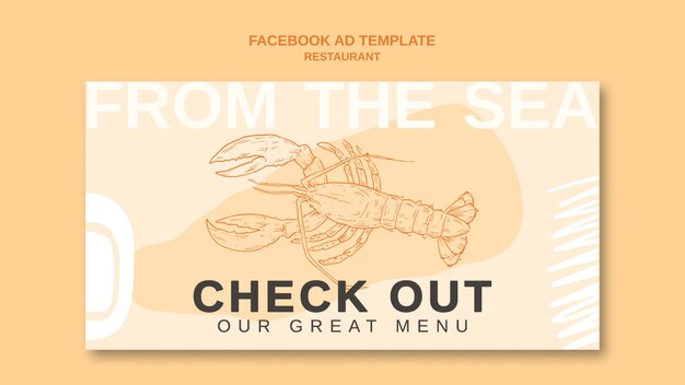 Template di Facebook di ristoranti di frutti di mare disegnati a mano