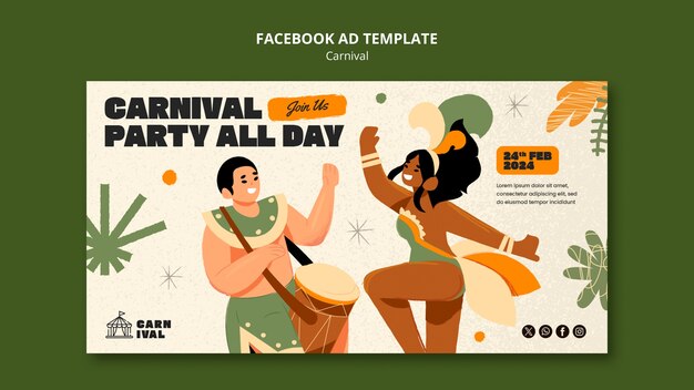 Template di Facebook per la celebrazione del carnevale