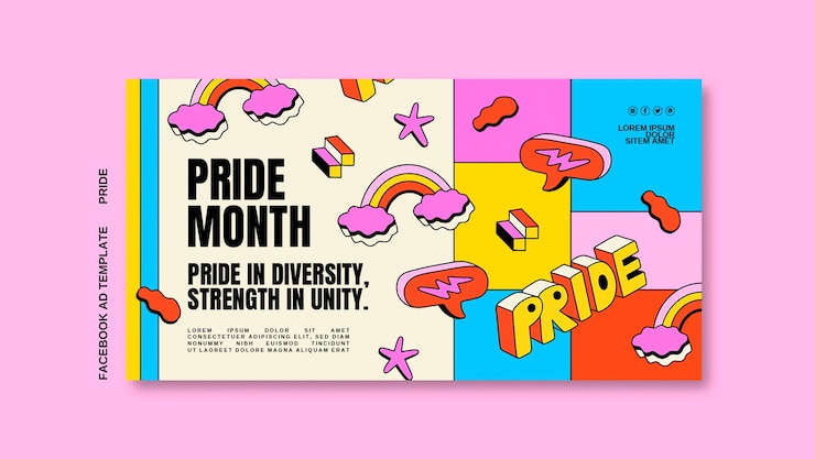 PSD gratuito template di facebook per la celebrazione del mese dell'orgoglio