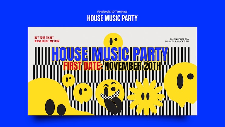 PSD gratuito template di facebook per la festa della musica house