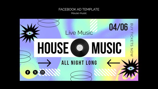 Template di Facebook per la festa della musica house