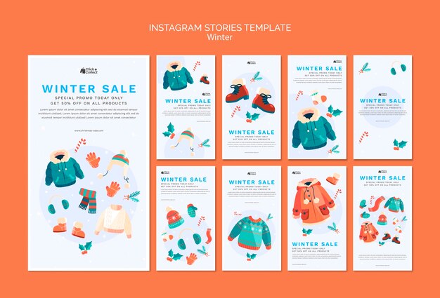 Template di storie di instagram per la stagione invernale