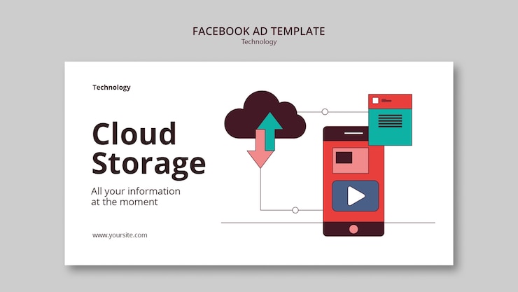 PSD Gratis template facebook konsep teknologi desain datar