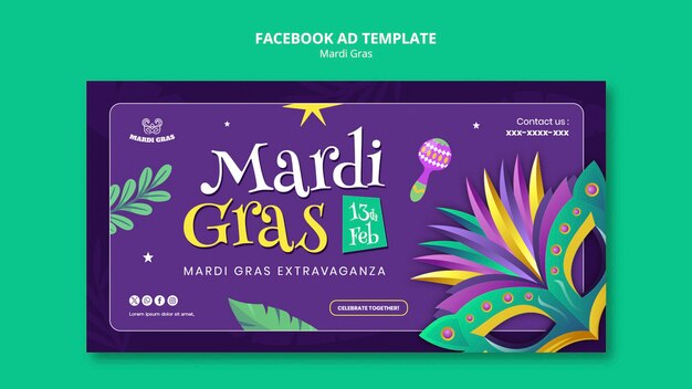 Template Facebook per la celebrazione del Mardi Gras
