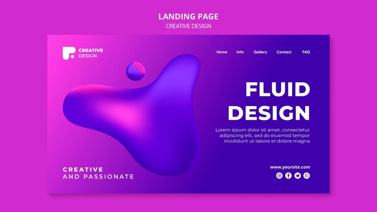 PSD Gratis template halaman arahan desain cair
