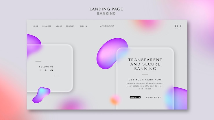 PSD Gratis template halaman arahan untuk perbankan yang transparan dan aman