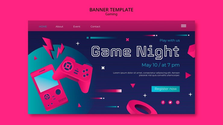 PSD Gratis template halaman arahan waktu bermain game