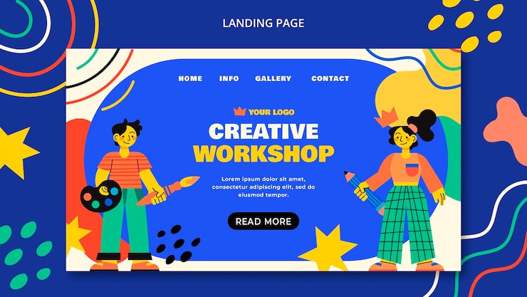 PSD Gratis template kelas seni desain datar