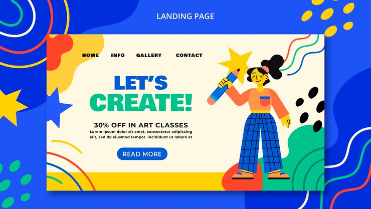 PSD Gratis template kelas seni desain datar
