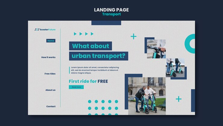PSD Gratis template landing page konsep transportasi