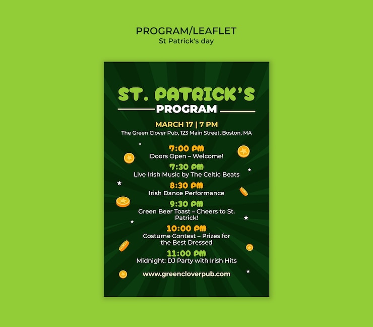 PSD gratuito template per la celebrazione del giorno di san patrizio