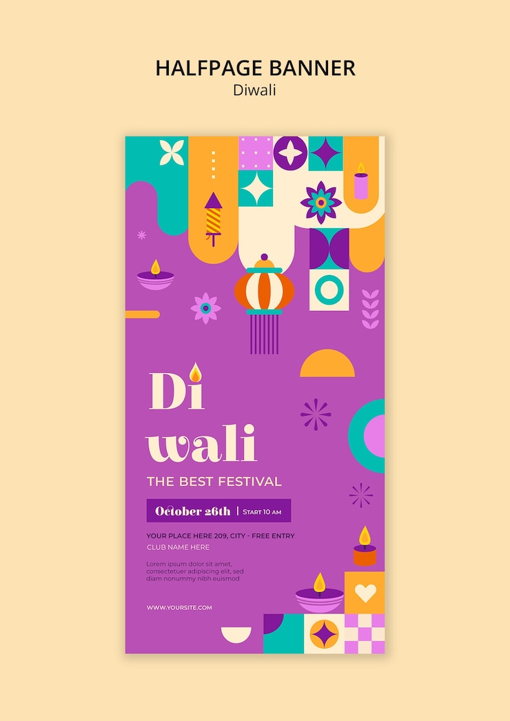 PSD gratuito template per la celebrazione della festa delle luci