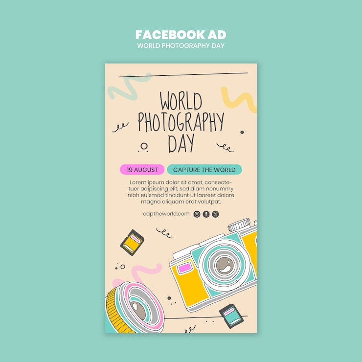 PSD gratuito template per la celebrazione della giornata mondiale della fotografia