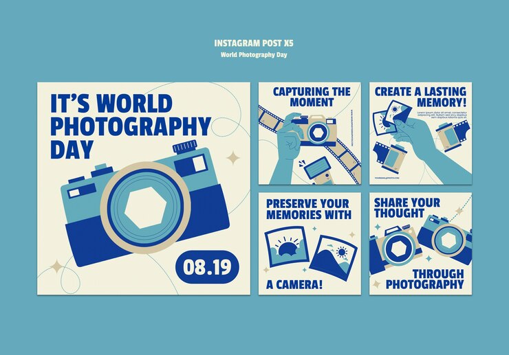 PSD gratuito template per la celebrazione della giornata mondiale della fotografia