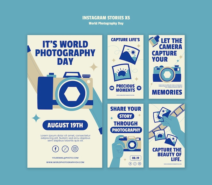 PSD gratuito template per la celebrazione della giornata mondiale della fotografia