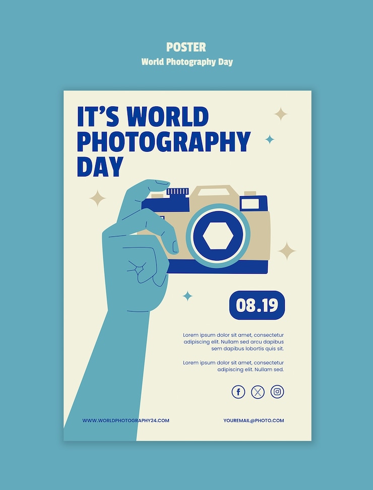 PSD gratuito template per la celebrazione della giornata mondiale della fotografia