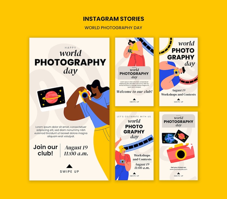 PSD gratuito template per la celebrazione della giornata mondiale della fotografia
