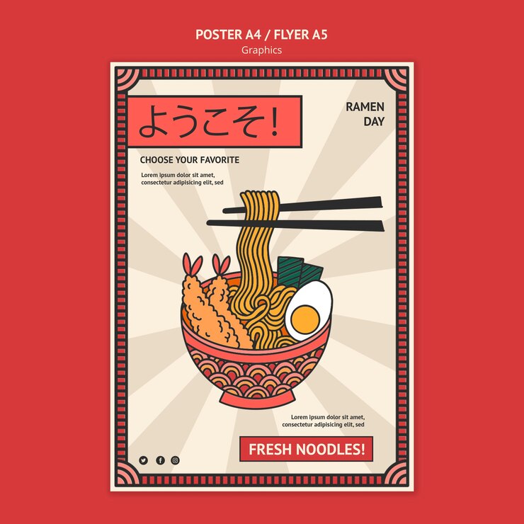 PSD Gratis template poster grafis ramen