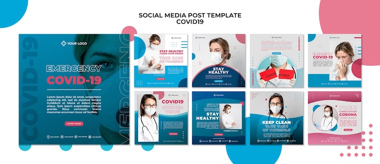 PSD Gratis template postingan media sosial covid19