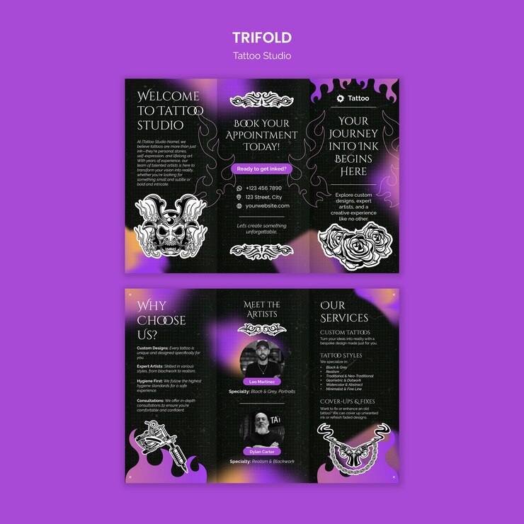 Gratis PSD template van de tatoeage studio