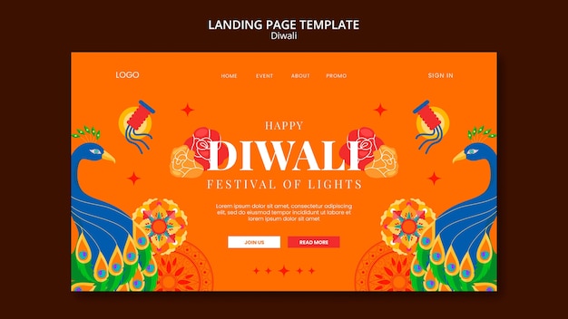 Template voor de landingspagina van de diwali-viering