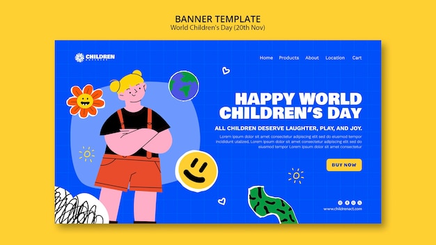 Gratis PSD template voor de landingspagina van de wereldkinderdag