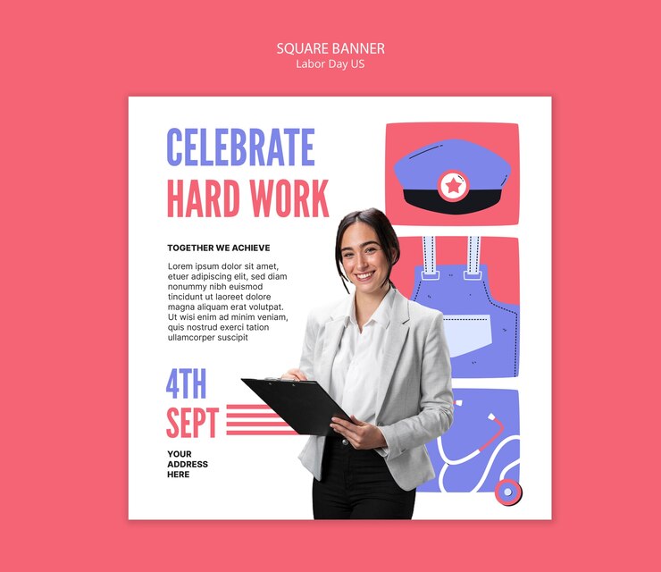 Gratis PSD template voor de viering van de dag van de arbeid