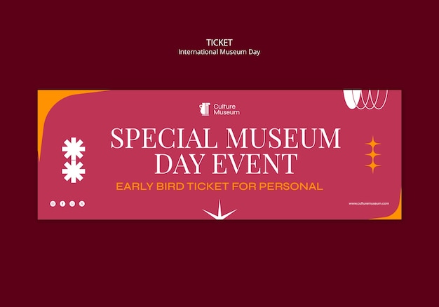 Gratis PSD template voor tickets voor internationale museumdagen