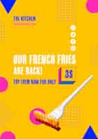 PSD gratuito tenedor de plástico con oferta de frie francés