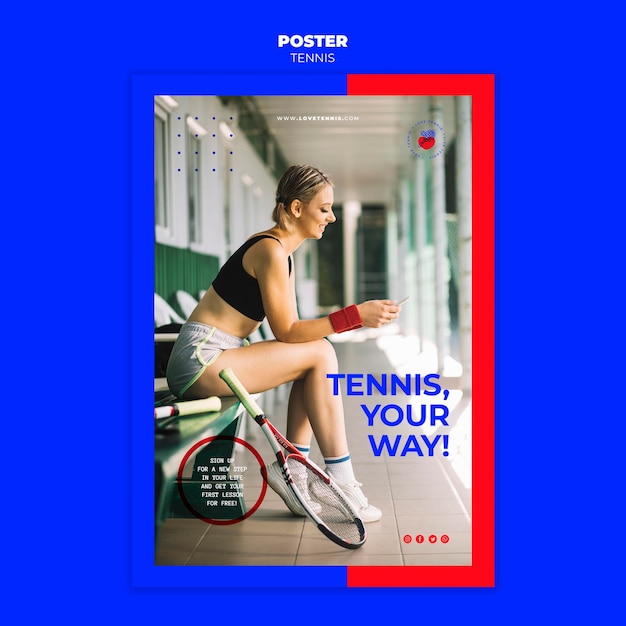 Gratis PSD tennis concept poster sjabloon