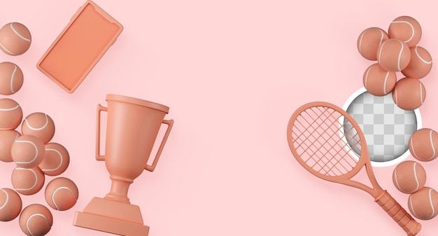 Gratis PSD tennis minimalistische achtergrond 3d illustratie