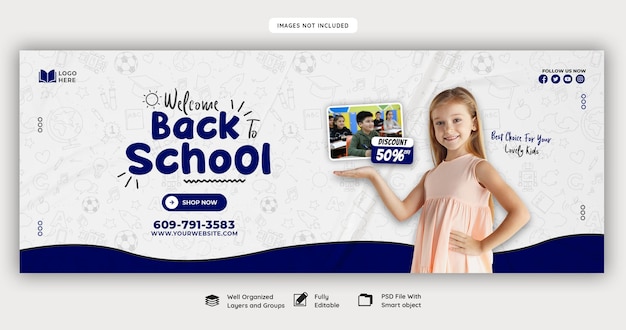 Terug naar school Facebook cover banner sjabloon