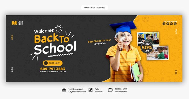 Terug naar school Facebook-omslagbannersjabloon