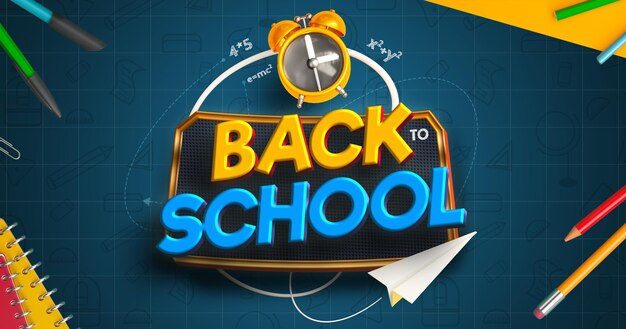 Terug naar school Facebook Post Banner sjabloon met onderwijs elementen
