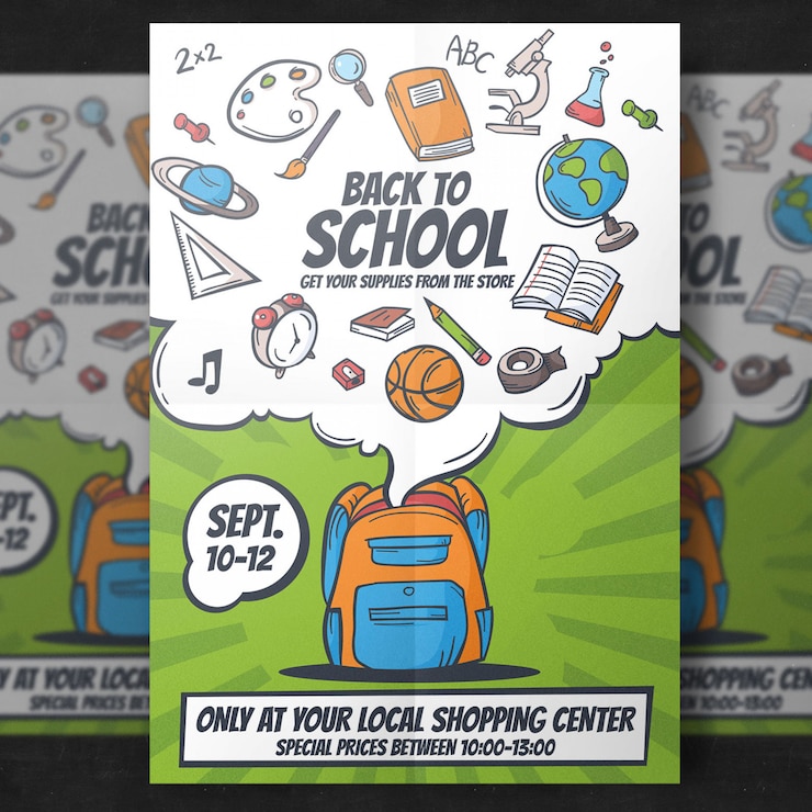 Gratis PSD terug naar school flyer-sjabloon