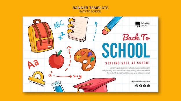 Terug naar school horizontale bannersjabloon