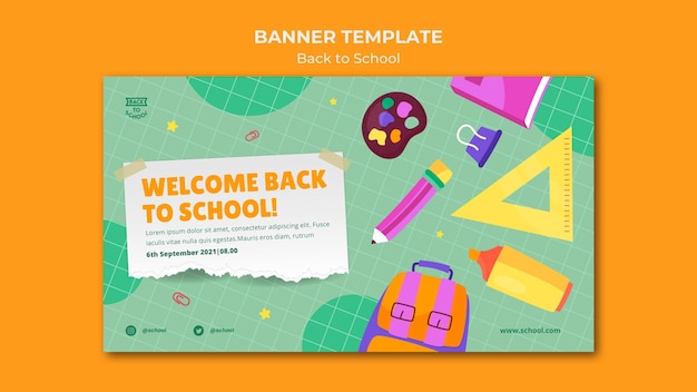 Gratis PSD terug naar school horizontale bannersjabloon