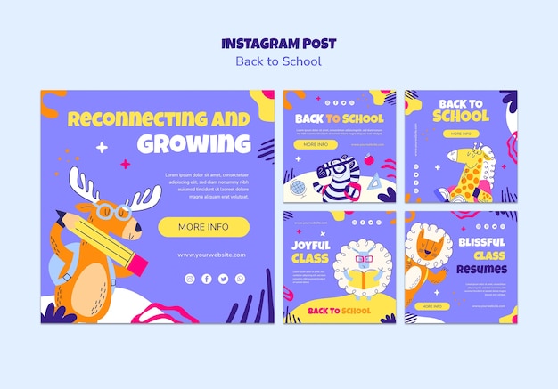 Gratis PSD terug naar school instagram-berichten