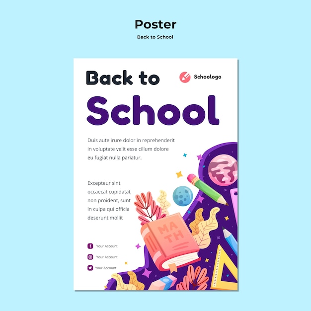 Gratis PSD terug naar school poster sjabloon