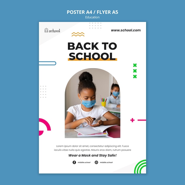 Gratis PSD terug naar school poster sjabloon