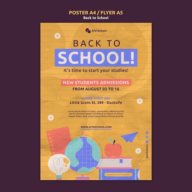 Gratis PSD terug naar school poster sjabloon