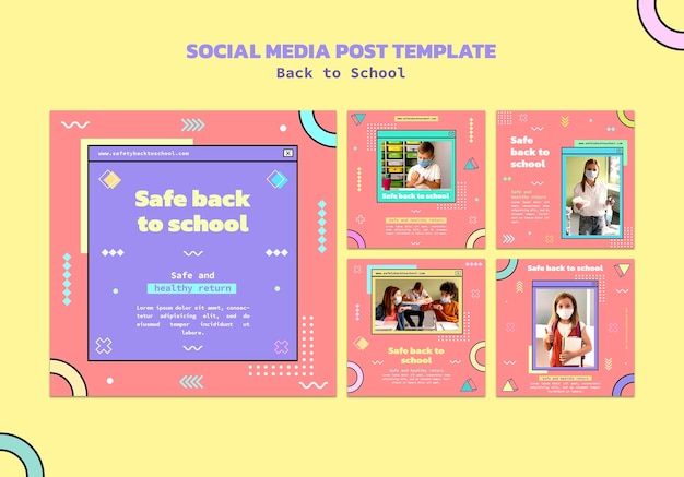 Gratis PSD terug naar school posts op sociale media