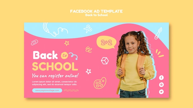 Gratis PSD terug naar school promosjabloon voor sociale media