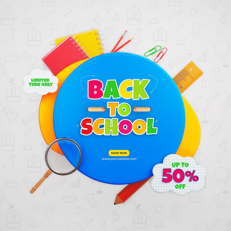 Gratis PSD terug naar school sociale media post ontwerpsjabloon
