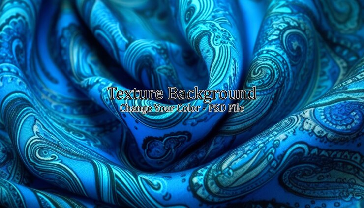 Tessuto mod chiffon di seta paisley blu Immagine generata AI