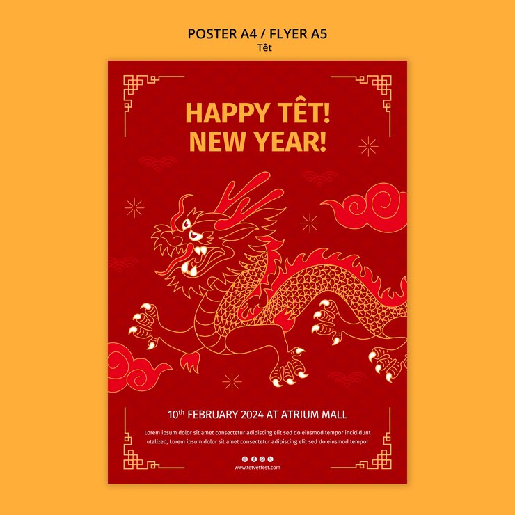 PSD Gratis tet festival template design