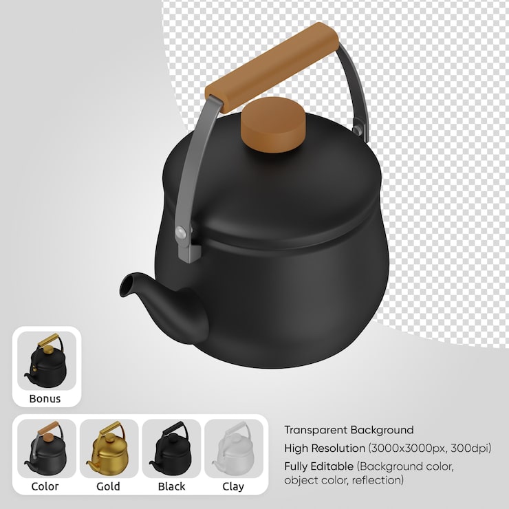 PSD gratuito tetera 3d